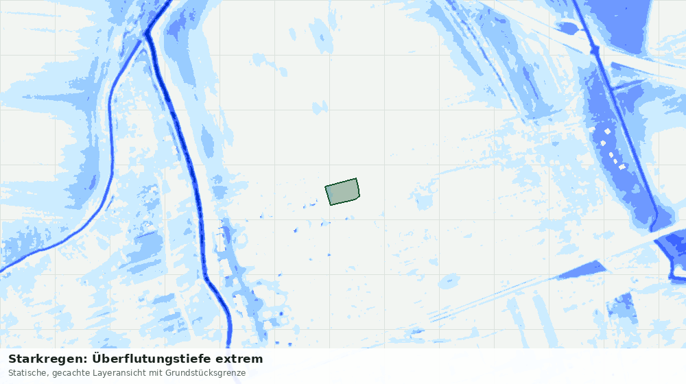 Statische Kartenansicht: Starkregen: Überflutungstiefe extrem