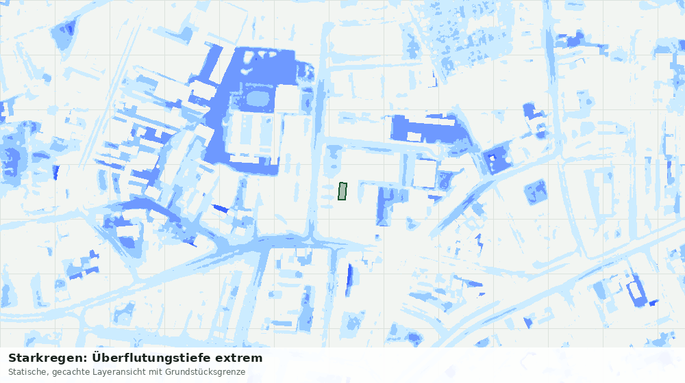 Statische Kartenansicht: Starkregen: Überflutungstiefe extrem