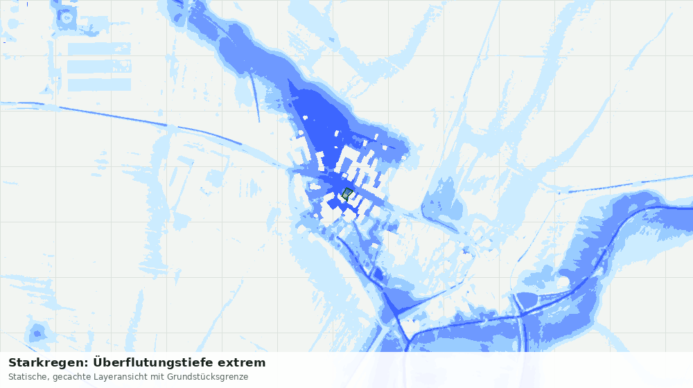 Statische Kartenansicht: Starkregen: Überflutungstiefe extrem