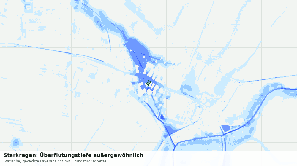 Statische Kartenansicht: Starkregen: Überflutungstiefe außergewöhnlich