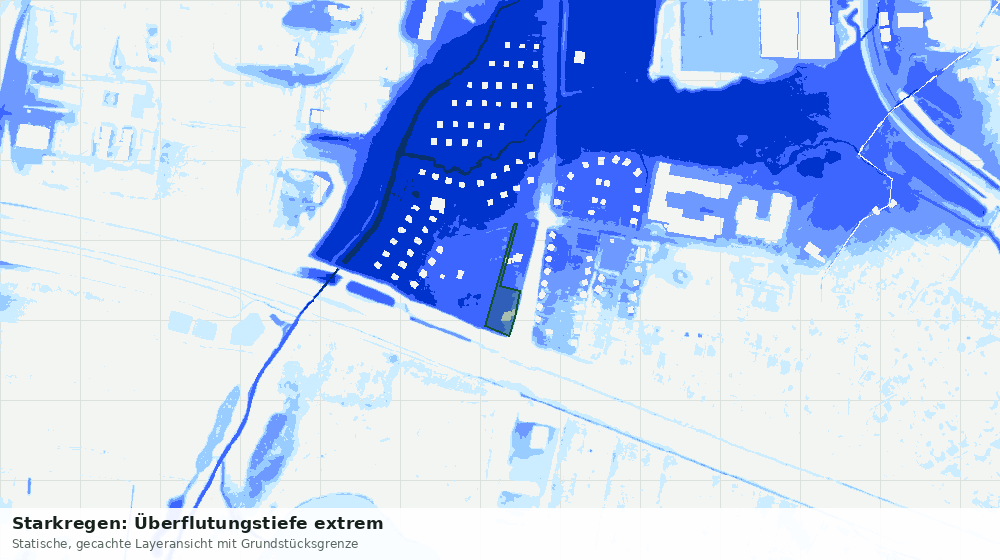 Statische Kartenansicht: Starkregen: Überflutungstiefe extrem