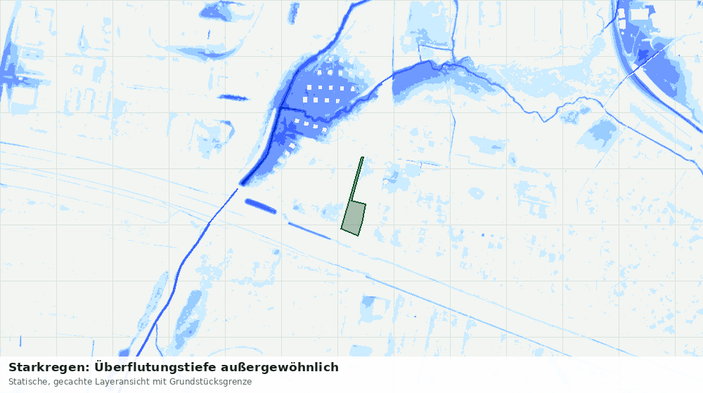 Statische Kartenansicht: Starkregen: Überflutungstiefe außergewöhnlich