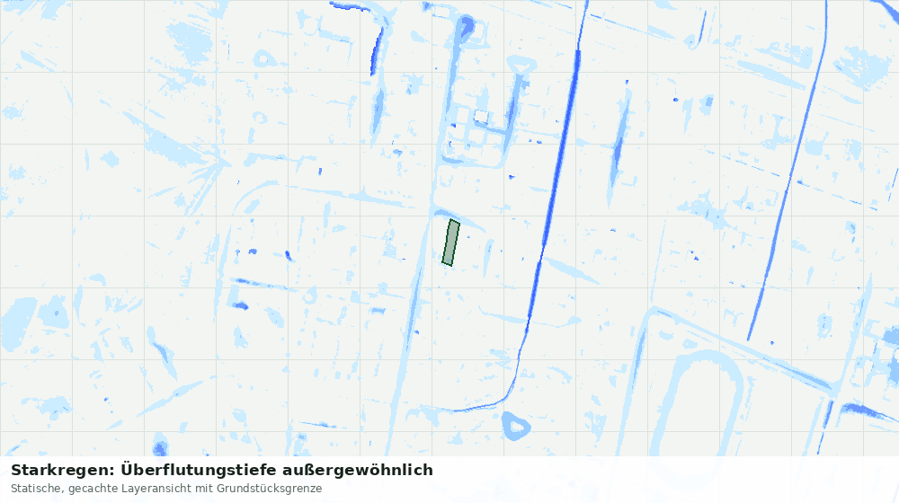 Statische Kartenansicht: Starkregen: Überflutungstiefe außergewöhnlich