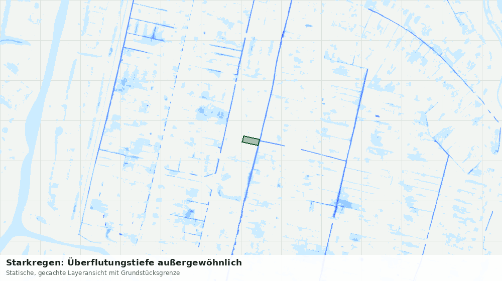 Statische Kartenansicht: Starkregen: Überflutungstiefe außergewöhnlich