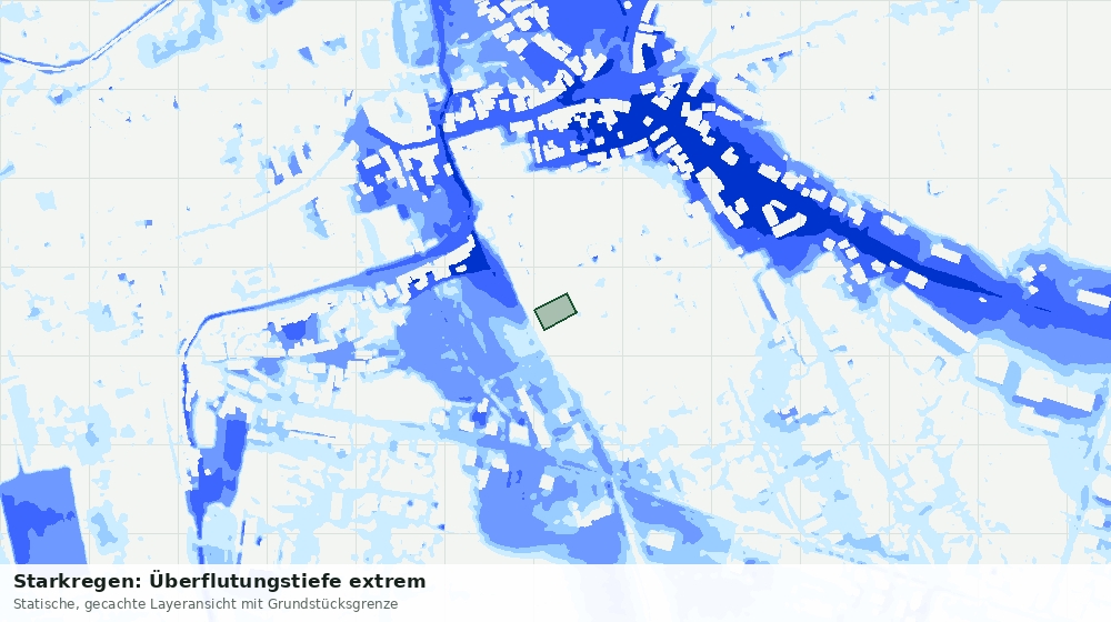 Statische Kartenansicht: Starkregen: Überflutungstiefe extrem
