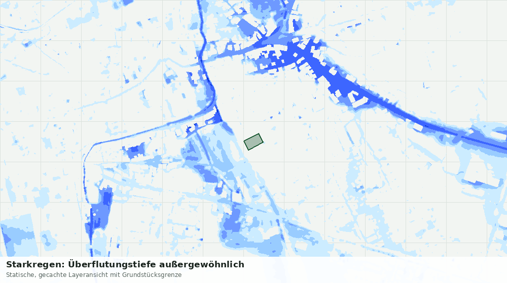 Statische Kartenansicht: Starkregen: Überflutungstiefe außergewöhnlich