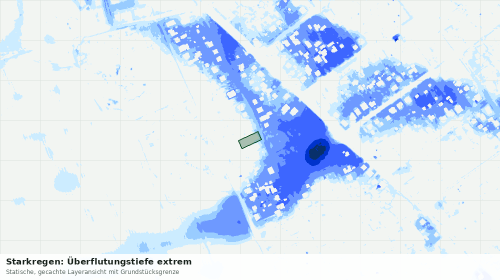 Statische Kartenansicht: Starkregen: Überflutungstiefe extrem