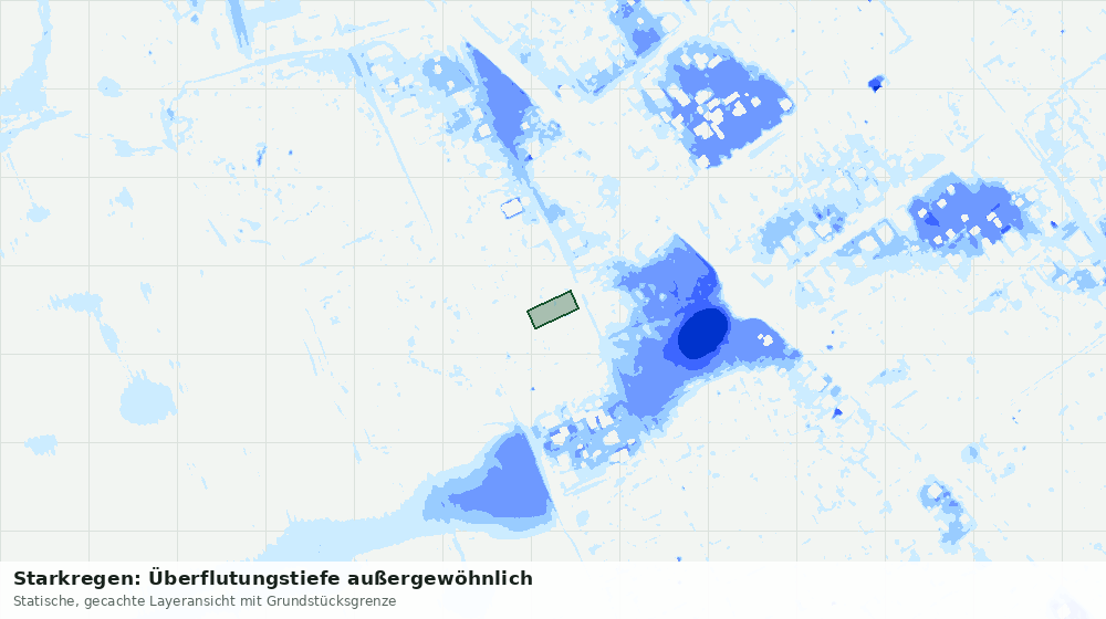 Statische Kartenansicht: Starkregen: Überflutungstiefe außergewöhnlich