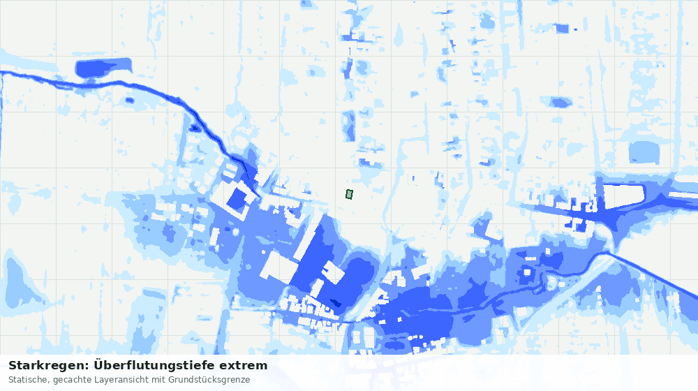 Statische Kartenansicht: Starkregen: Überflutungstiefe extrem