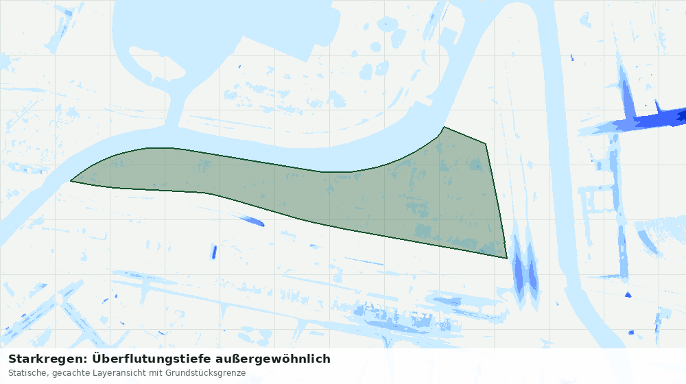 Statische Kartenansicht: Starkregen: Überflutungstiefe außergewöhnlich