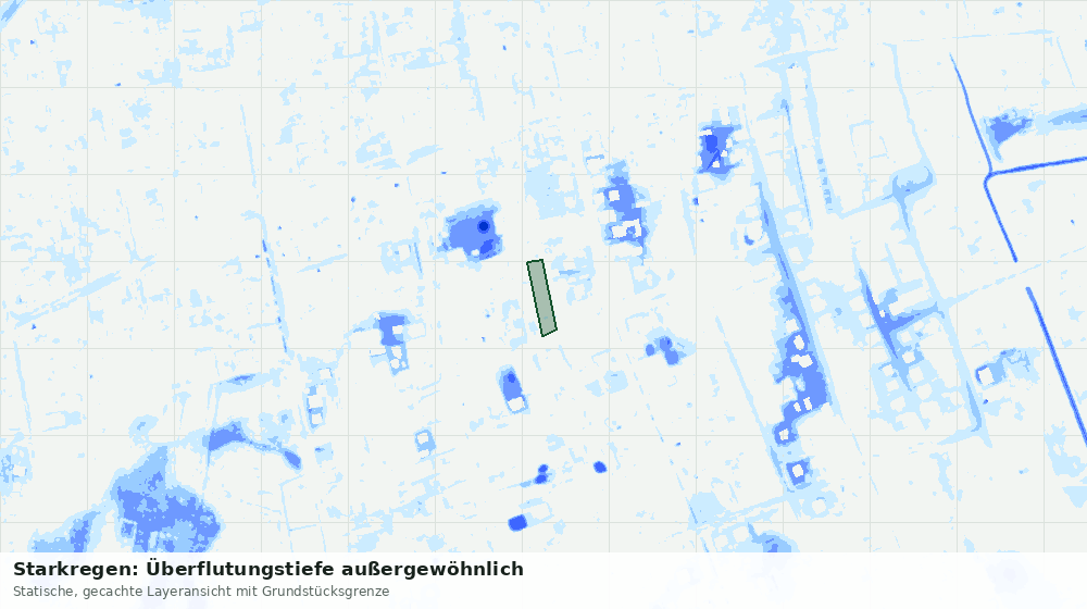 Statische Kartenansicht: Starkregen: Überflutungstiefe außergewöhnlich