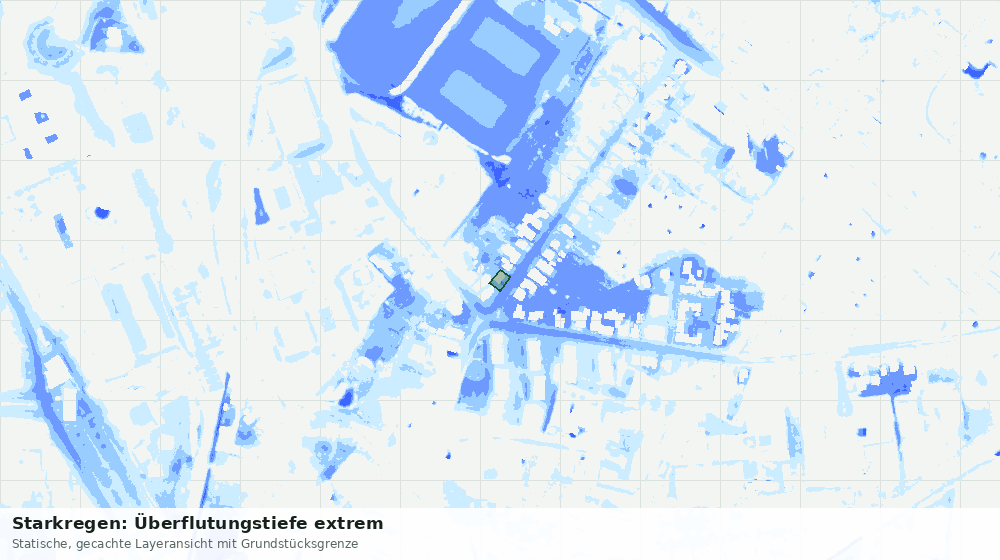 Statische Kartenansicht: Starkregen: Überflutungstiefe extrem