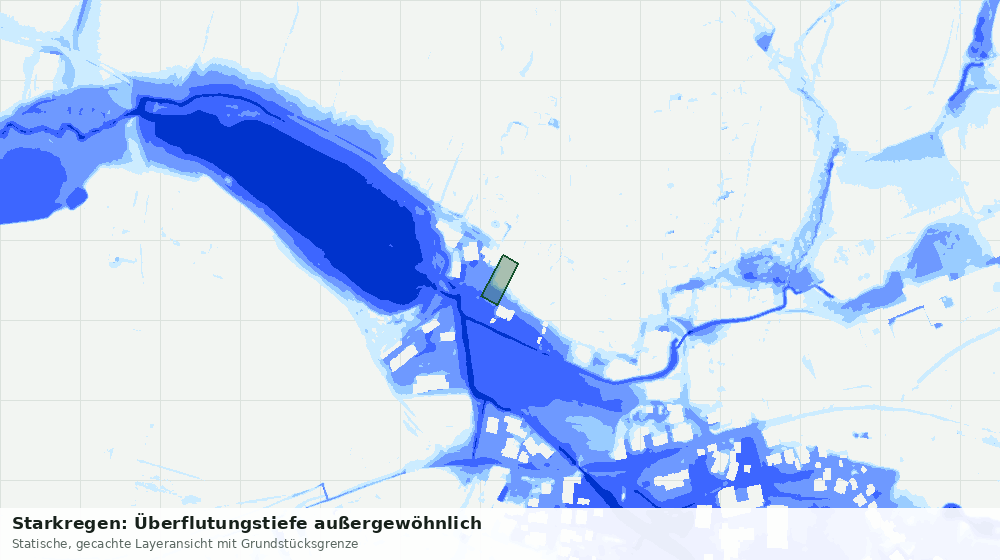 Statische Kartenansicht: Starkregen: Überflutungstiefe außergewöhnlich