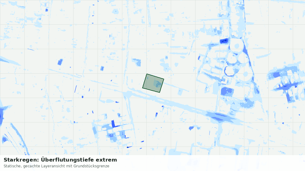 Statische Kartenansicht: Starkregen: Überflutungstiefe extrem