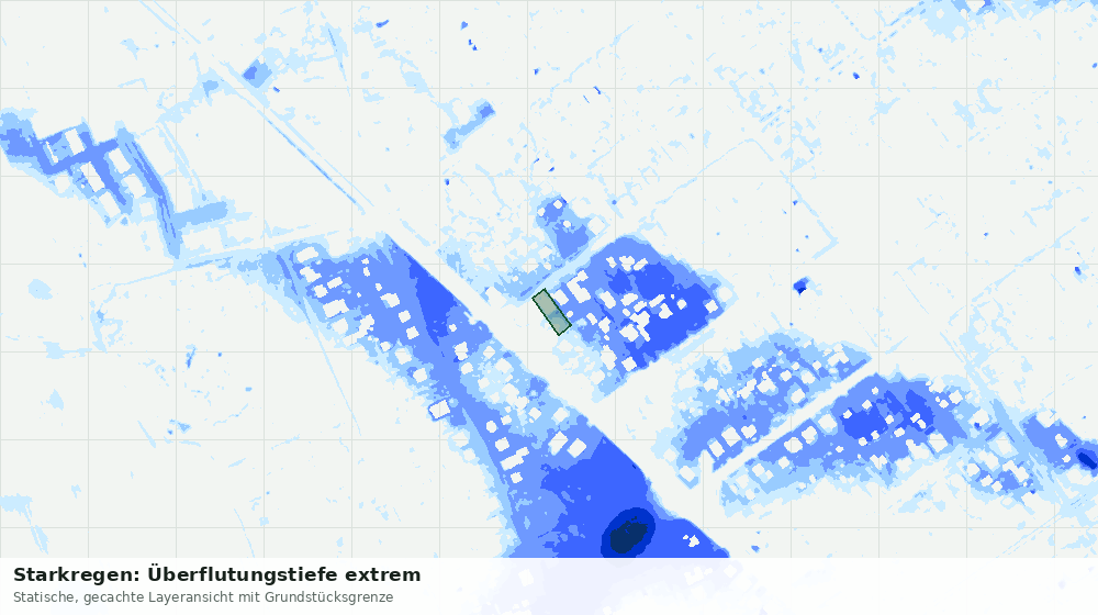 Statische Kartenansicht: Starkregen: Überflutungstiefe extrem