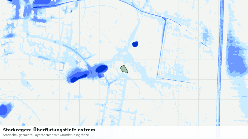 Statische Kartenansicht: Starkregen: Überflutungstiefe extrem