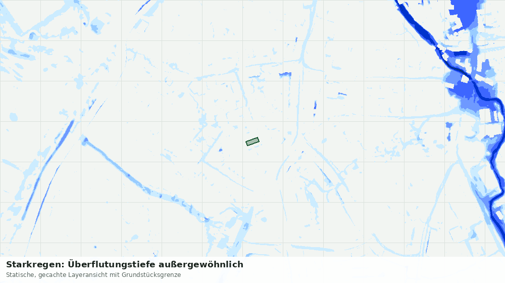 Statische Kartenansicht: Starkregen: Überflutungstiefe außergewöhnlich
