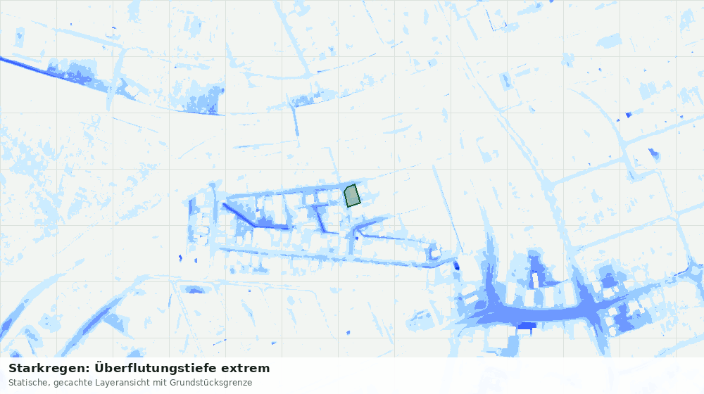 Statische Kartenansicht: Starkregen: Überflutungstiefe extrem