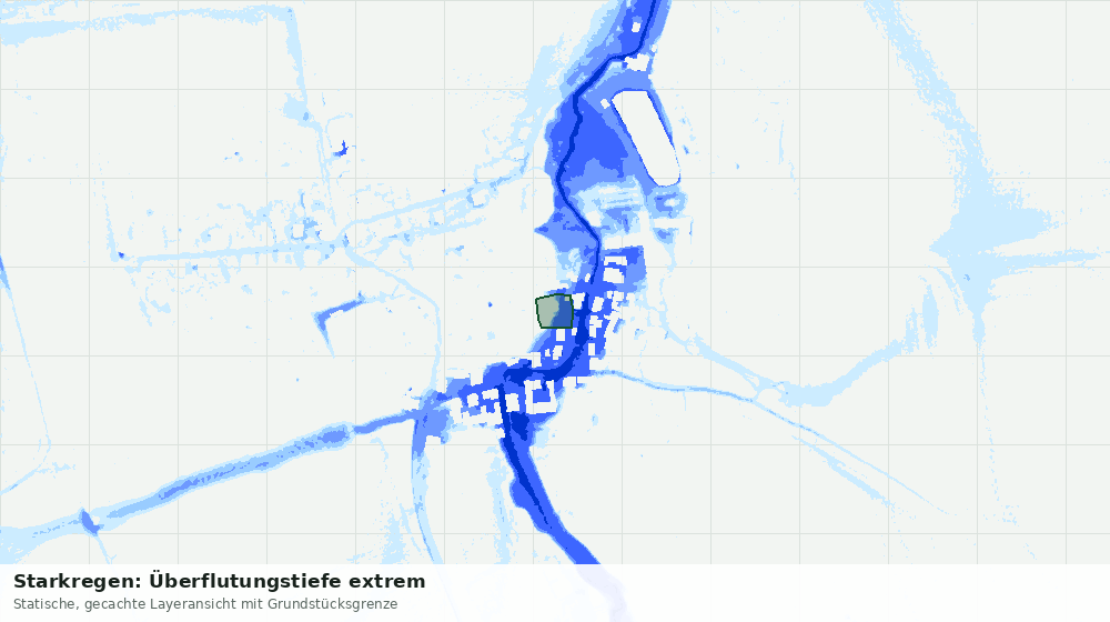 Statische Kartenansicht: Starkregen: Überflutungstiefe extrem
