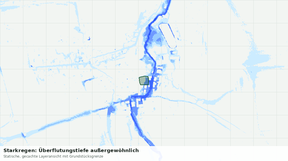 Statische Kartenansicht: Starkregen: Überflutungstiefe außergewöhnlich