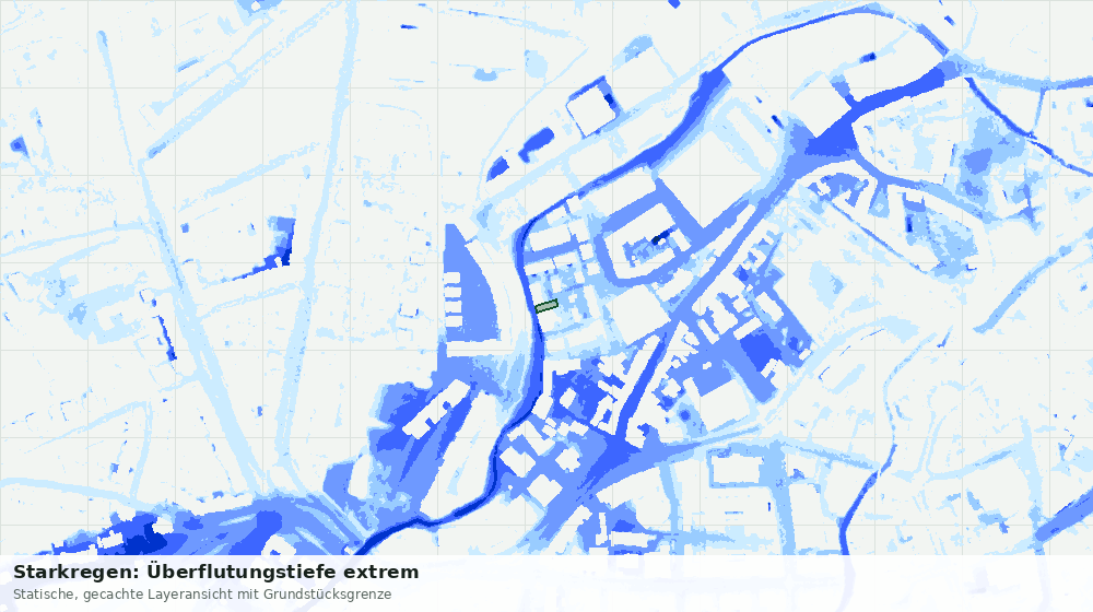 Statische Kartenansicht: Starkregen: Überflutungstiefe extrem