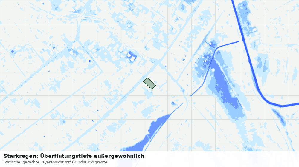Statische Kartenansicht: Starkregen: Überflutungstiefe außergewöhnlich