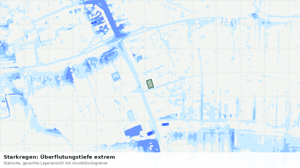 Statische Kartenansicht: Starkregen: Überflutungstiefe extrem