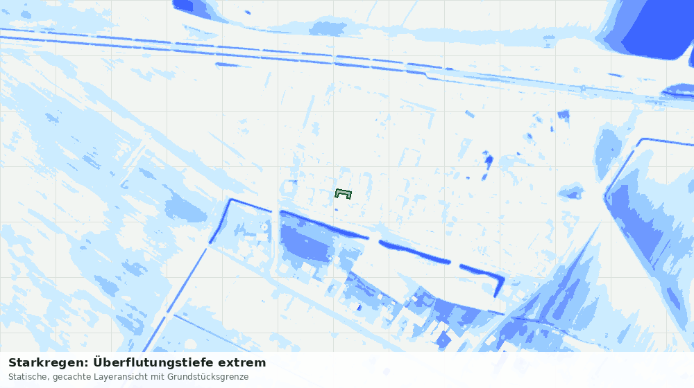 Statische Kartenansicht: Starkregen: Überflutungstiefe extrem