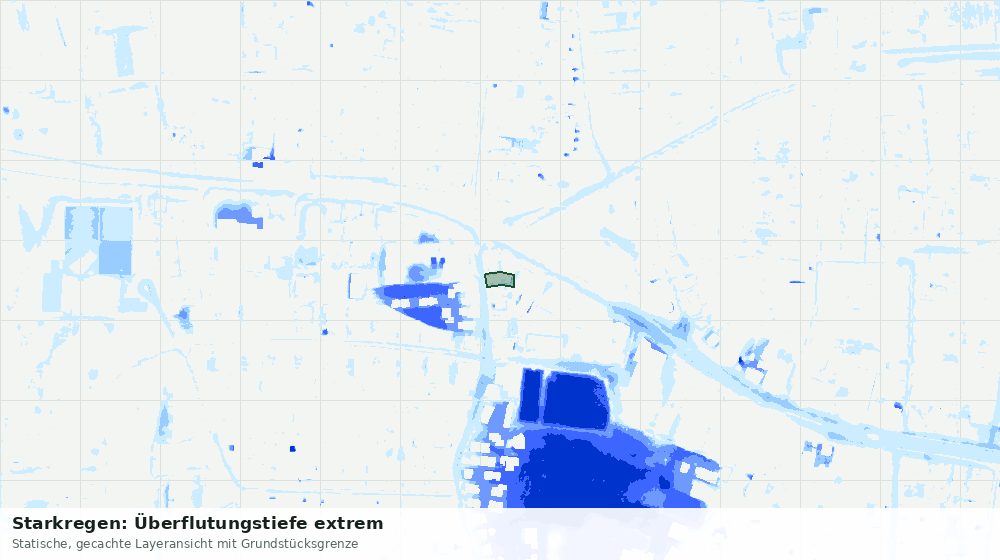 Statische Kartenansicht: Starkregen: Überflutungstiefe extrem