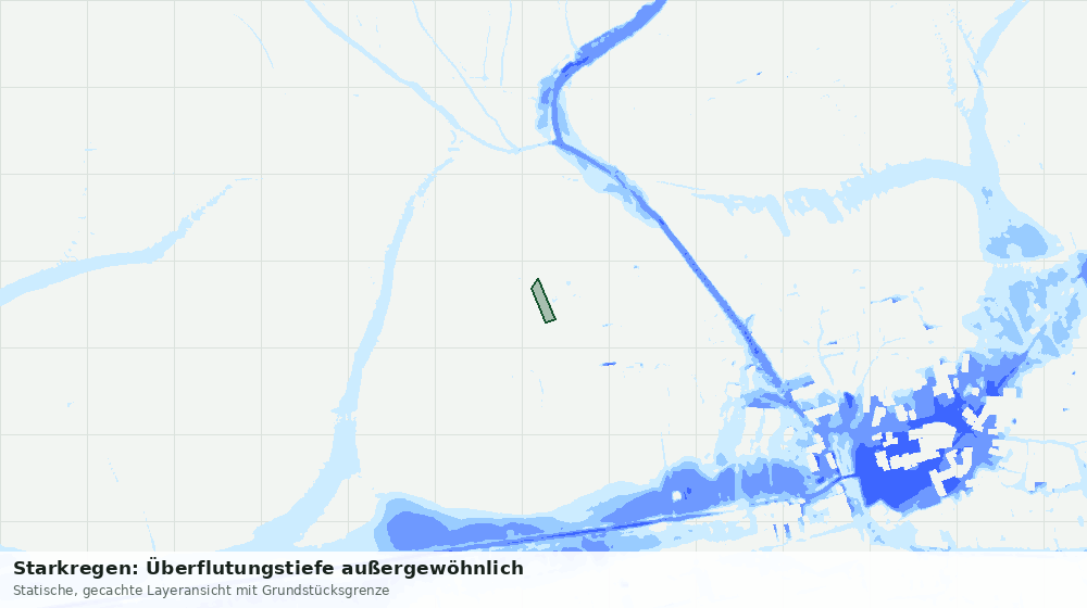 Statische Kartenansicht: Starkregen: Überflutungstiefe außergewöhnlich