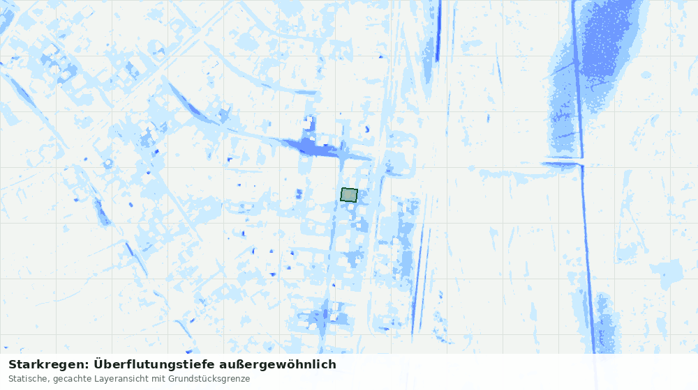 Statische Kartenansicht: Starkregen: Überflutungstiefe außergewöhnlich