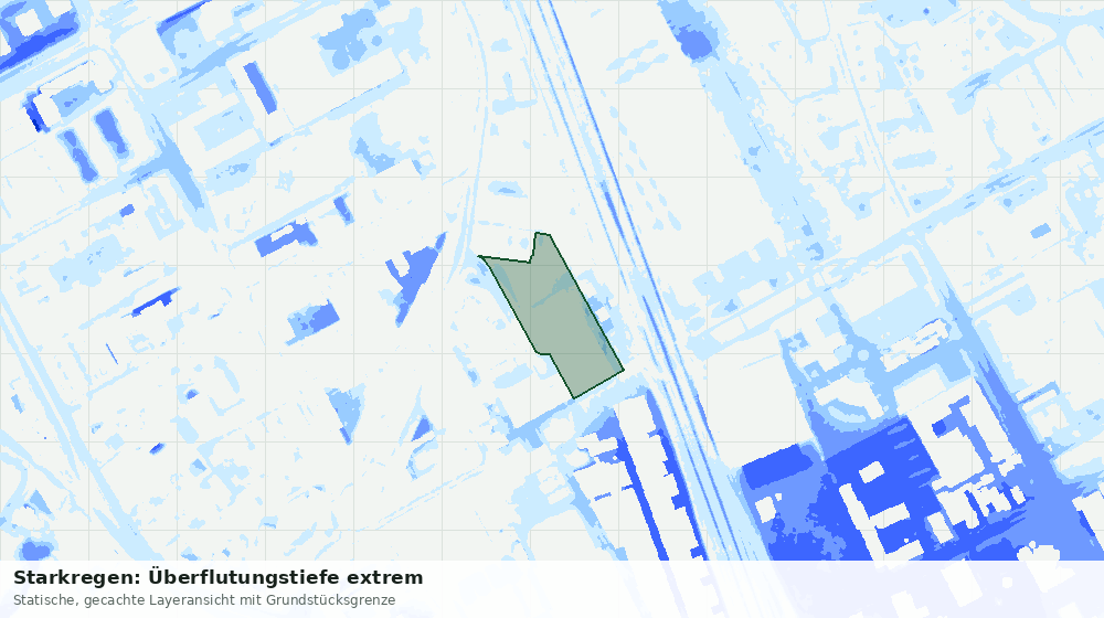 Statische Kartenansicht: Starkregen: Überflutungstiefe extrem