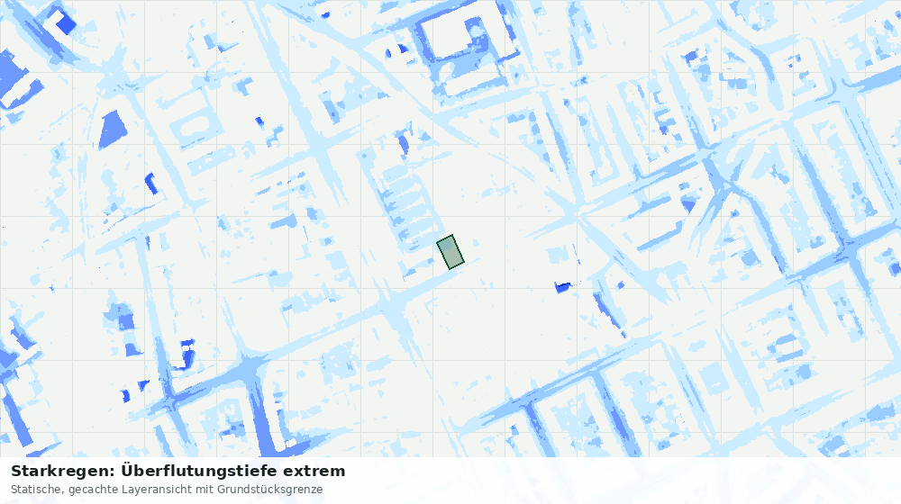 Statische Kartenansicht: Starkregen: Überflutungstiefe extrem