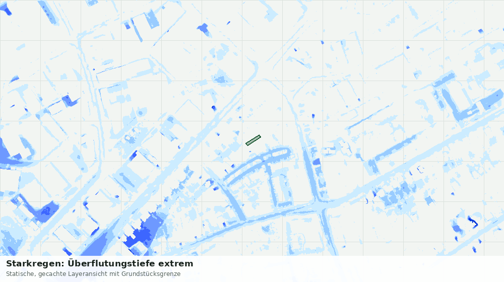 Statische Kartenansicht: Starkregen: Überflutungstiefe extrem