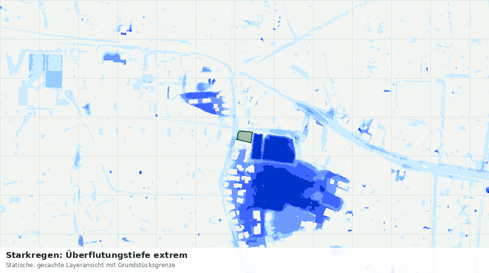 Statische Kartenansicht: Starkregen: Überflutungstiefe extrem