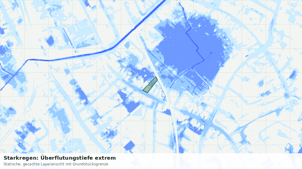 Statische Kartenansicht: Starkregen: Überflutungstiefe extrem