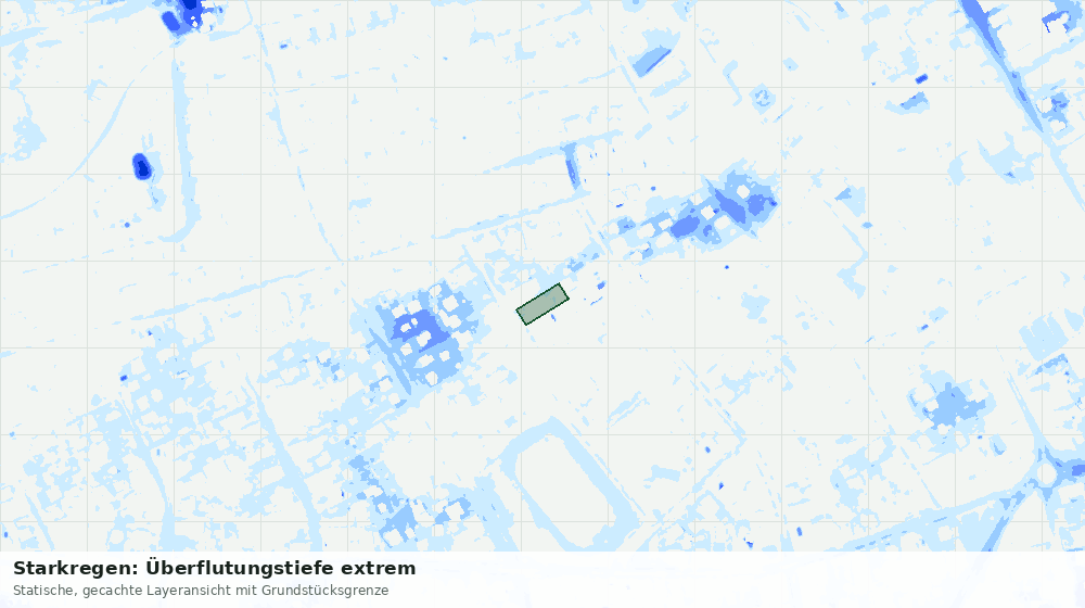 Statische Kartenansicht: Starkregen: Überflutungstiefe extrem