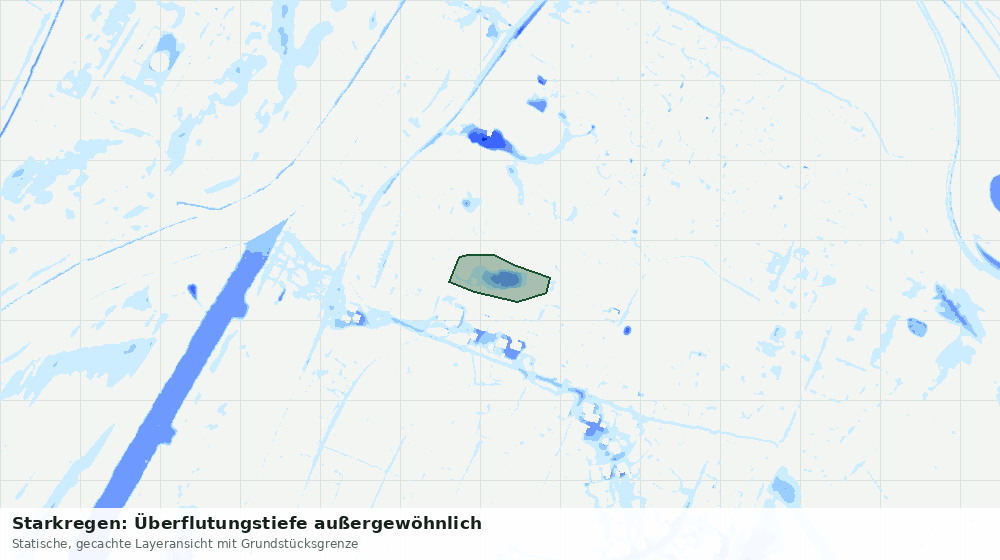Statische Kartenansicht: Starkregen: Überflutungstiefe außergewöhnlich