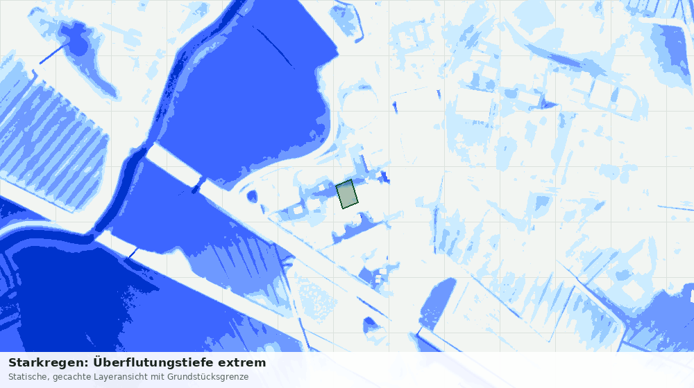 Statische Kartenansicht: Starkregen: Überflutungstiefe extrem