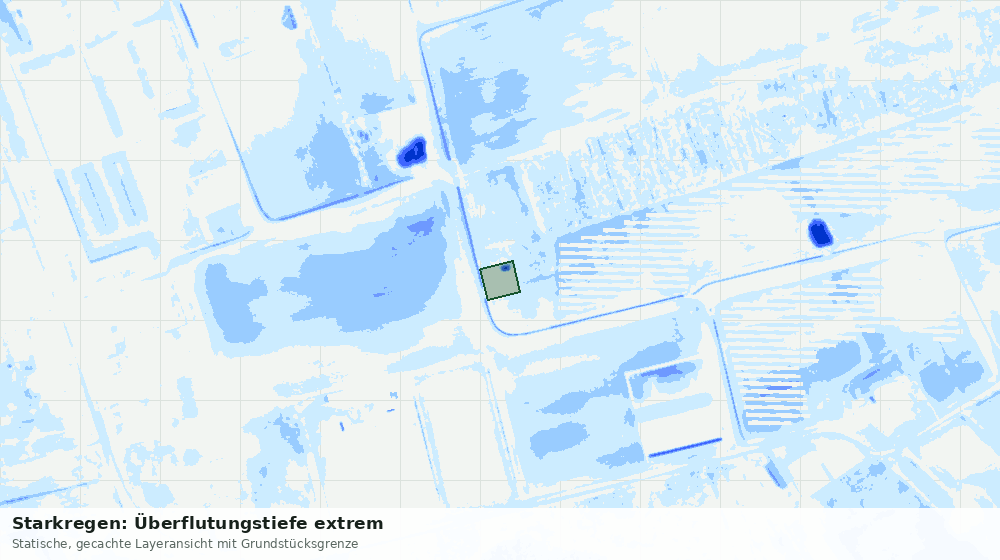 Statische Kartenansicht: Starkregen: Überflutungstiefe extrem
