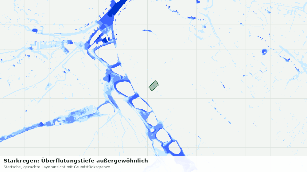Statische Kartenansicht: Starkregen: Überflutungstiefe außergewöhnlich