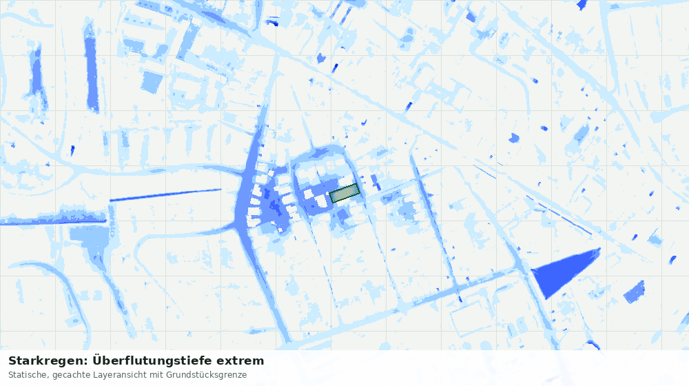 Statische Kartenansicht: Starkregen: Überflutungstiefe extrem