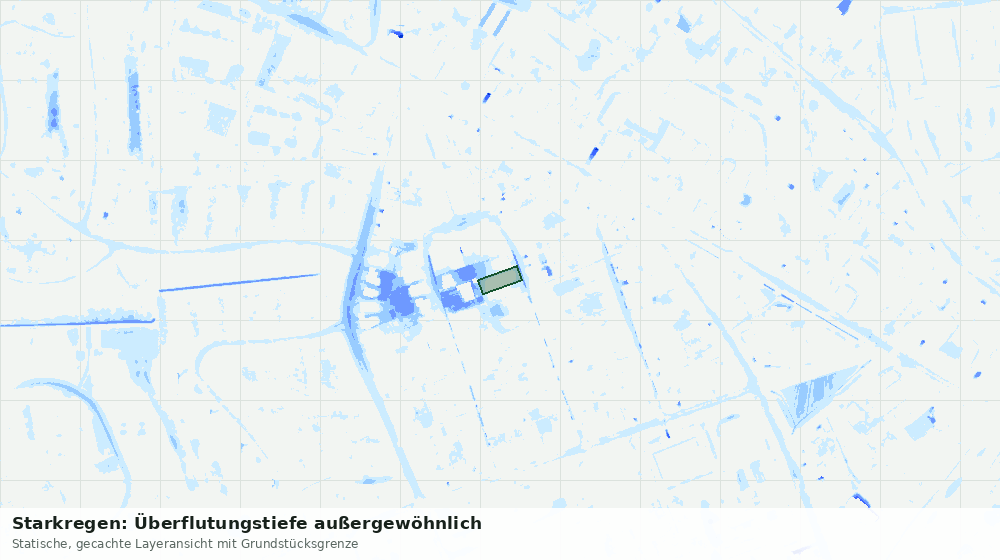 Statische Kartenansicht: Starkregen: Überflutungstiefe außergewöhnlich