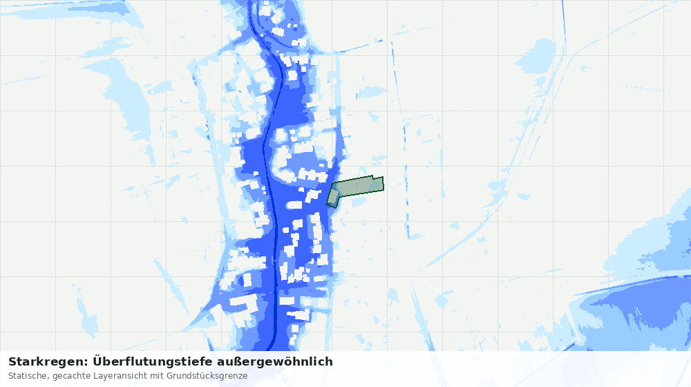Statische Kartenansicht: Starkregen: Überflutungstiefe außergewöhnlich