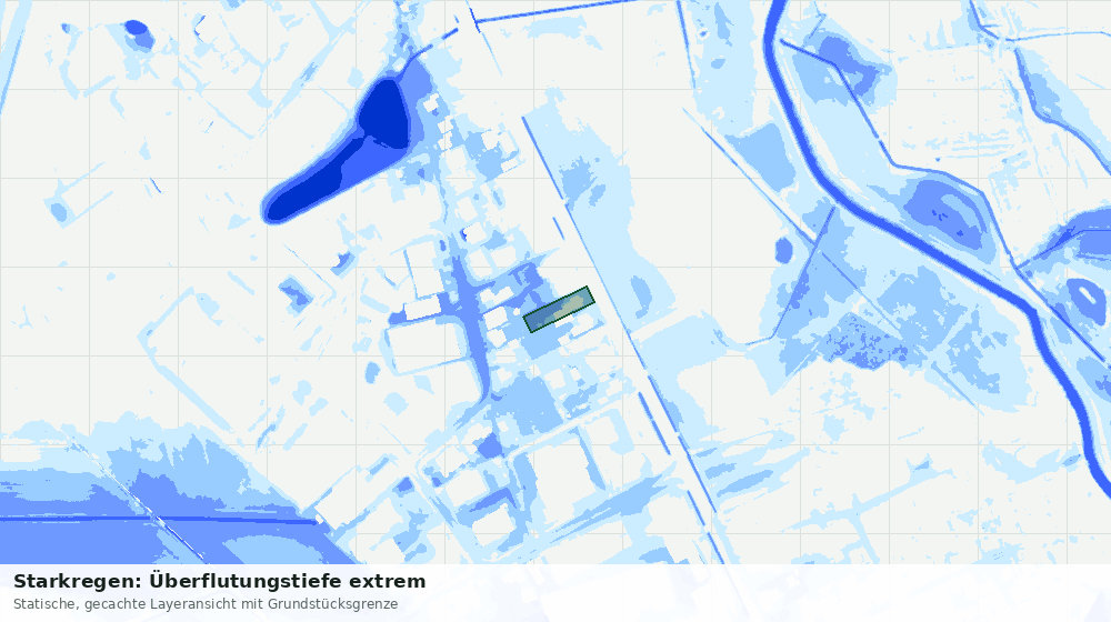 Statische Kartenansicht: Starkregen: Überflutungstiefe extrem