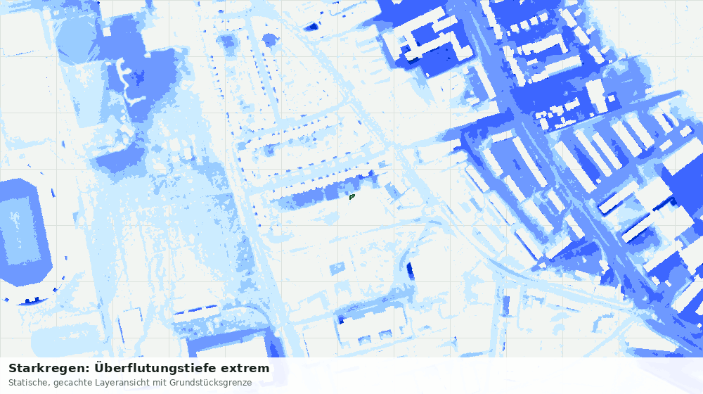 Statische Kartenansicht: Starkregen: Überflutungstiefe extrem