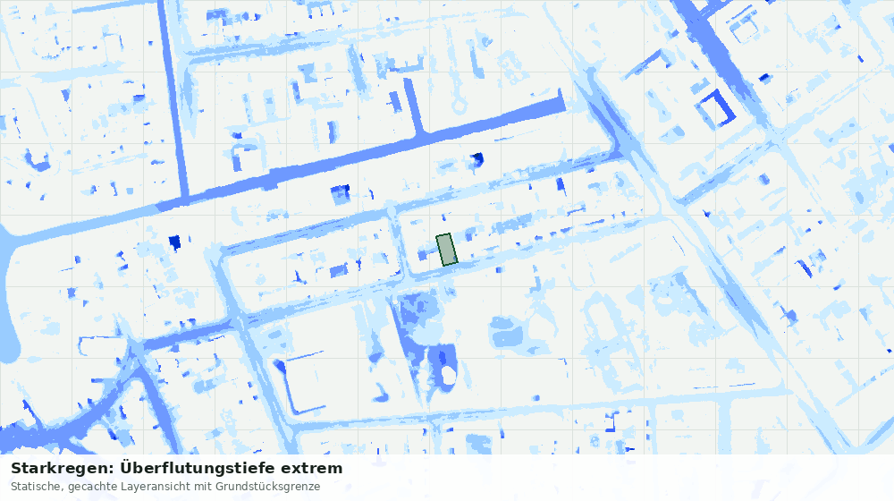Statische Kartenansicht: Starkregen: Überflutungstiefe extrem