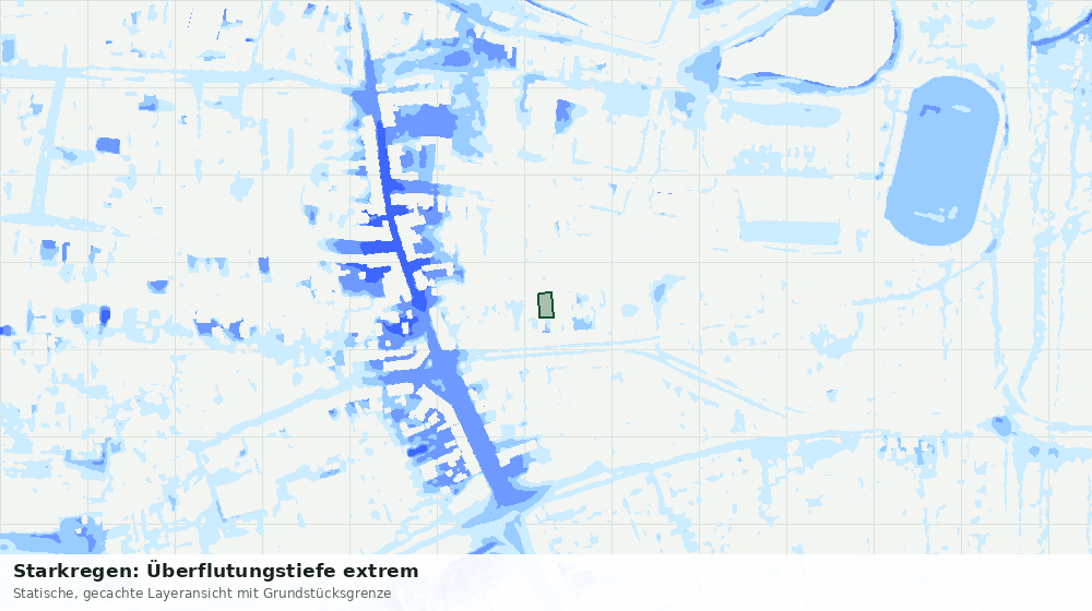Statische Kartenansicht: Starkregen: Überflutungstiefe extrem