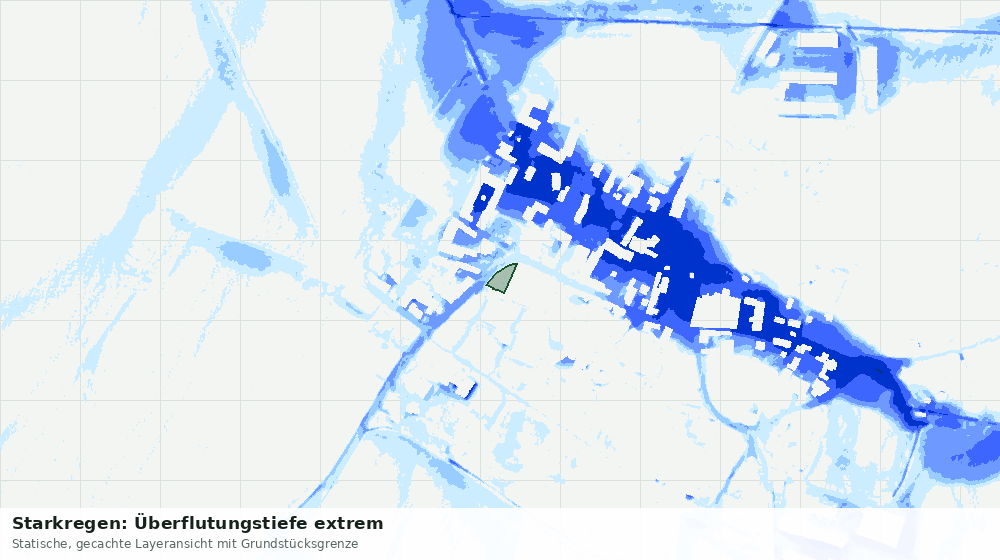 Statische Kartenansicht: Starkregen: Überflutungstiefe extrem
