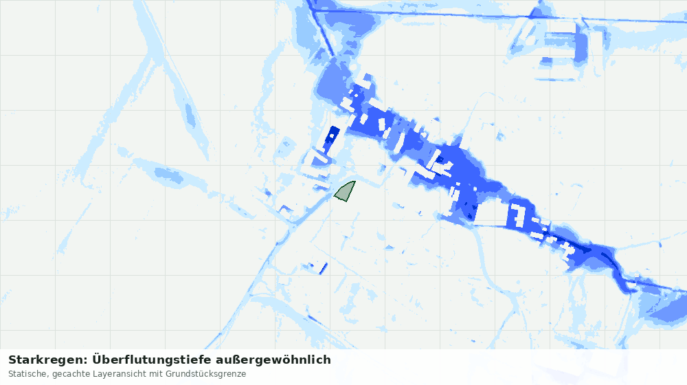 Statische Kartenansicht: Starkregen: Überflutungstiefe außergewöhnlich